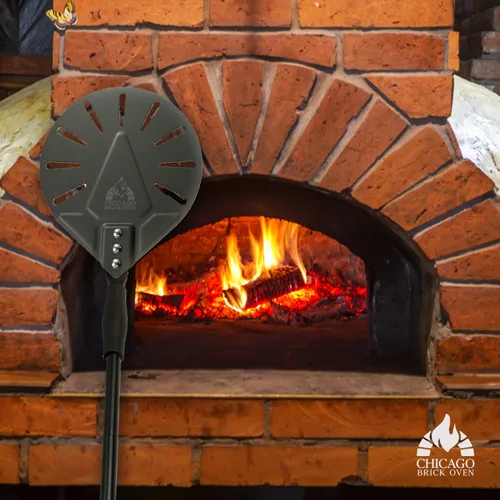Miniatura 5 de Chicago Brick Oven Turning Pala Perforada para Pizza - 7" de Diámetro - 35" de Longitud Total - Pala para Pizza Premium, Acero para Pizza, 12