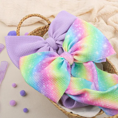 Miniatura 6 de Diademas de arco iris para el pelo para bebés, niñas, 2 unidades, recién nacidos, niños pequeños, accesorios para el cabello, lazo para la cabeza