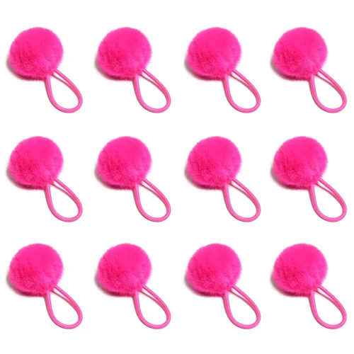 Miniatura 7 de SUSULU Bandas elásticas de pelo sintético de conejo con pompón para mujer, banda de goma con soporte de cola de caballo de 2.0 in, accesorios 6