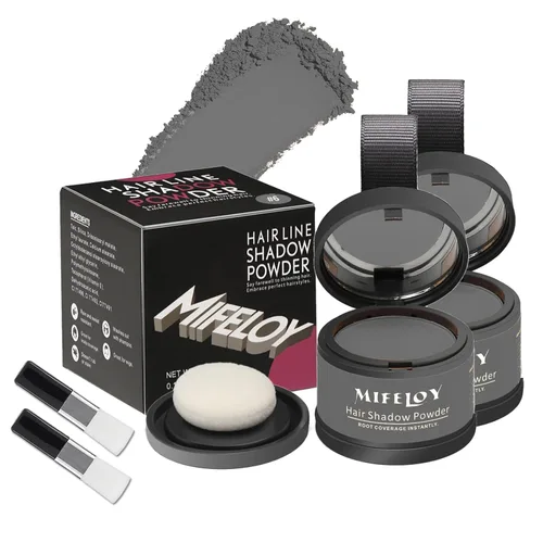 Miniatura 11 de Paquete de 2 polvos de sombra de retoque de raíz, cobertura de cabello gris, polvo de cobertura de raíces de color para mujeres para adelgazar