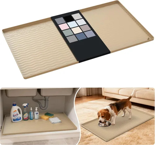 Miniatura 66 de URMONA Tapete de silicona impermeable para debajo del fregadero, 34 x 22 pulgadas, forro para estante de cocina y baño, protector de gabinetes
