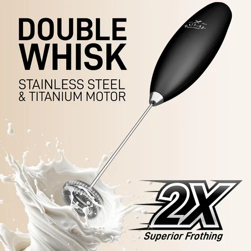 Miniatura 371 de Zulay Milk Boss Espumador de leche potente manual, hace espuma para latte, batidor para mezclar bebidas, café, miniespumador para capuchino, frappé