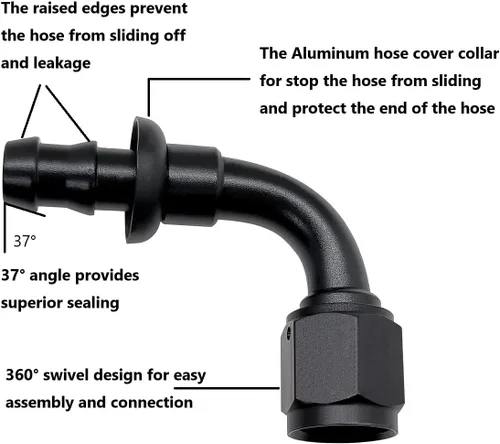 Miniatura 3 de YSIL 10AN de hembra a 5/8" Manguera estriada 45 grados giratoria de aluminio con bloqueo de empuje, conector de extremo de manguera para línea