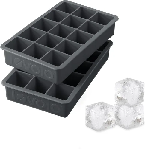 Miniatura 12 de Tovolo Bandeja de silicona para cubitos de hielo, color rojo manzana caramelo, paquete de 2 moldes para bandejas de hielo sin BPA para bebidas