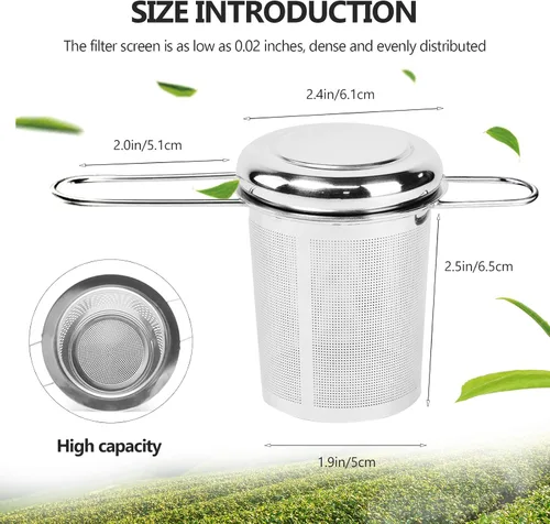 Miniatura 6 de Infusor de té, filtros de malla fina más empinados de acero inoxidable, colador de té de gran capacidad con mango y tapa plegables, colgar