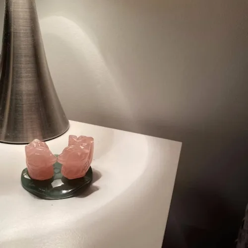 Miniatura 4 de YGLINE Figura de cuarzo rosa natural con patos mandarinas, Feng Shui, pájaros amorosos en hoja de loto para amor y romance