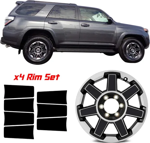 Miniatura 2 de Gomu 4 calcomanías de vinilo para llantas de rueda compatibles con ruedas todoterreno 4Runner 2014 2015 2016 2017 2018 2019 2020 – negro mate