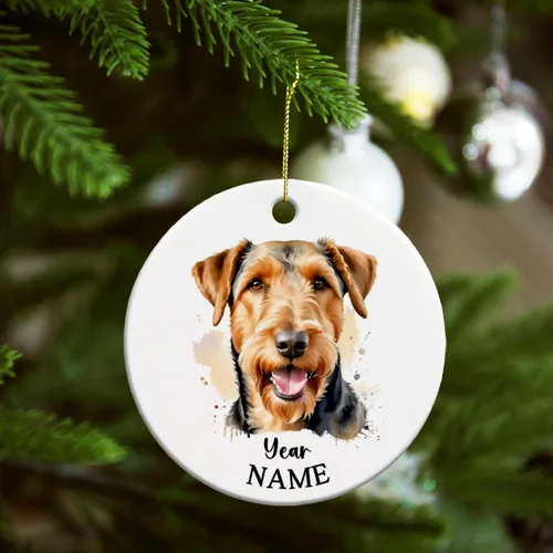 Miniatura 6 de Adorno de Navidad personalizado para perro Airedale, adorno de cerámica para hombres y mujeres, adornos de cerámica personalizados para perros