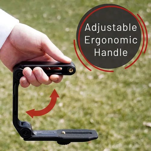 Miniatura 4 de GENS Agarre estabilizador de cámara de mano – Mango universal en forma de U que funciona con cámaras DSLR, sin espejo y de video con inserto roscado