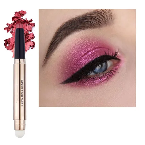 Miniatura 10 de Barra de Sombra de Ojos Rosa, Lápiz de Sombra de Ojos Cremoso, Acabado Brillante, Hipoalergénico, Resistente al Agua, de Larga Duración, Lápiz