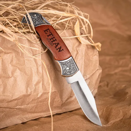 Miniatura 4 de Navaja de bolsillo personalizada para hombres con nombre, 20 opciones de fuente, cuchillos de bolsillo Old Timers, cuchillos de bolsillo