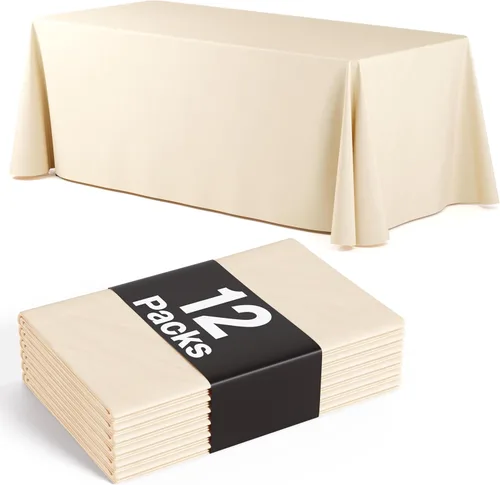 Miniatura 7 de Paquete de 6 manteles rectangulares desechables de plástico color negro, 70 x 120 pulgadas, para fiestas, mantel rectangular, manteles desechables