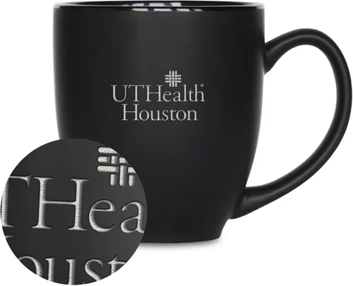 Miniatura 300 de Rico Industries - Taza de cerámica mate negra con grabado láser estándar de 15oz para NCAA (escuelas T & U) - Para bebidas calientes o frías