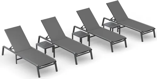 Miniatura 34 de Tumbona de Aluminio para Exteriores - Silla de Descanso Plegable y de Montaje Libre para Exteriores con 5 Respaldos Ajustables, Silla de Patio