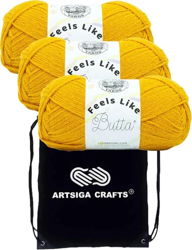 Miniatura 31 de Lion Brand Feels Like Butta Rainy Day 215-99 (3 madejas - mismo lote de tinte) estambre medio #4 poliéster para tejer con gancho y agujas con bolsa