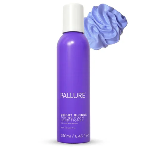 Pallure Acondicionador de espuma tonificante para el cabello rubio brillante, reduce el cobrizo y los tonos amarillos, para cabello rubio, plateado,
