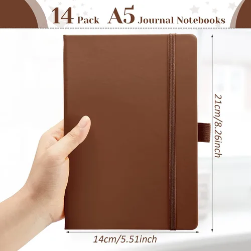 Miniatura 2 de Laumoi 7 Pack Hardcover Journal Notebooks Bulk A5/A4/B5 Journaling Notebook Wide Ruled PU Leather Ruled Lined Journals with Pen Holder for School