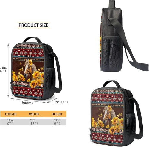 Miniatura 99 de HUGS IDEA Juego de 3 bolsas escolares con aislamiento térmico para el almuerzo, estuche para lápices