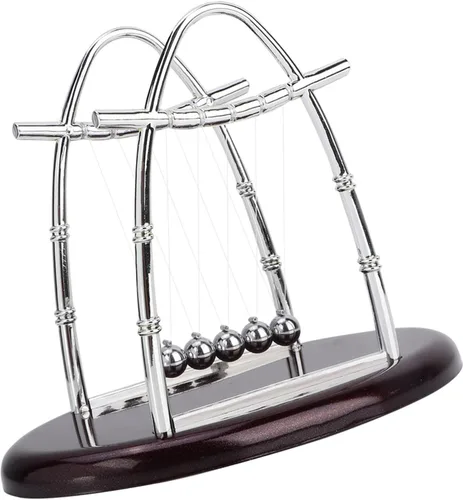 Miniatura 3 de Bolas de equilibrio clásicas Newton Cradle 5 bolas de acero de péndulo Ulum para oficina y educación escolar Newton bolas de cojinete oscilante (L)