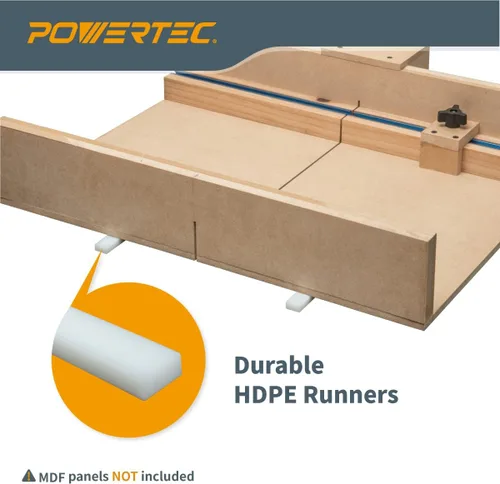 Miniatura 4 de POWERTEC Barra de inglete transversal para trineo de sierra de mesa, 3/4 pulgadas x 3/8 pulgadas x 17 pulgadas con agujeros preperforados