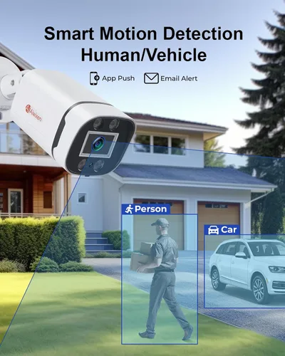 Miniatura 5 de 8 canales H.265+ 3K Lite sistema de cámara de seguridad CCTV con cable con detección de humanos y vehículos, 4 cámaras de vigilancia IP68 5MP