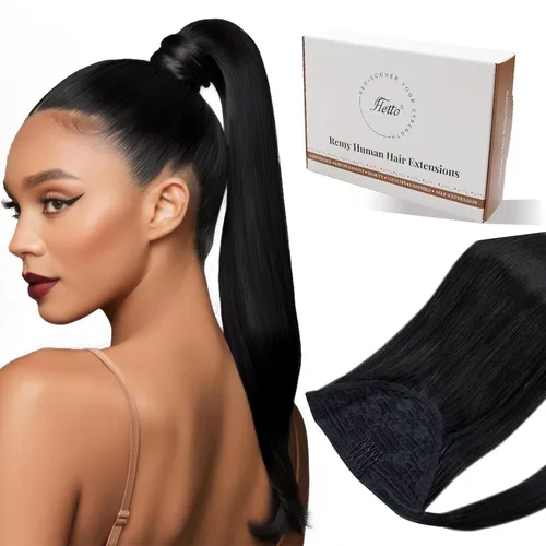 Miniatura 27 de Hetto - Extensiones de cabello humano onduladas con clip, color #2 castaño oscuro, extensiones de cabello humano natural para cabeza completa