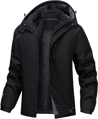 PEGENO Chaqueta de Esquí para Hombre Resistente al Agua Cortavientos Aislada Forro Polar Térmico Chaquetas de Invierno Parka Impermeables Con Capucha