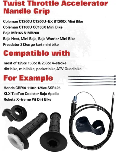Miniatura 2 de Cable del acelerador y mango del acelerador para 7/8 pulgadas 50 90 110 CC 150cc 250cc Mini Bike ATV Quad compatible con Coleman Powersports 196cc