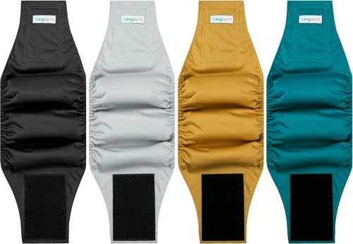Bandas para el vientre para perros machos (paquete de 4 unidades), pañales lavables y reutilizables para perros machos, bragas para cachorros para