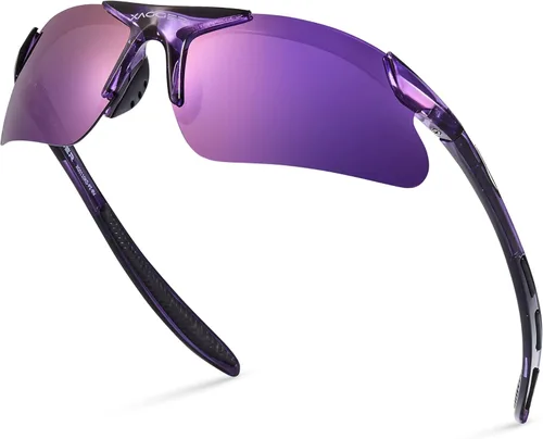 Miniatura 9 de Gafas de sol deportivas polarizadas para niños y niñas, gafas de béisbol y sóftbol, montura TR90 Negro Espejo azul hielo
