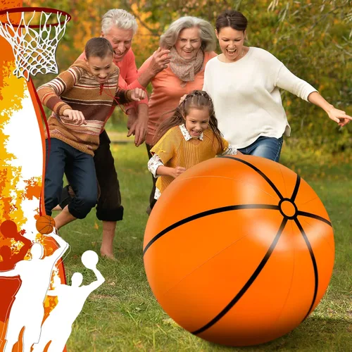 Miniatura 5 de Meooeck 4 unidades de baloncesto inflables de 27 pulgadas, decoraciones grandes de fiesta de baloncesto, bolas inflables gigantes