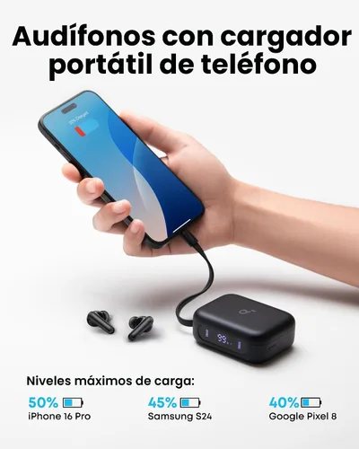 Miniatura 2 de Soundcore P41i de Anker, auriculares con cancelación de ruido adaptativa con cargador portátil para teléfono, solo para carga USB-C, tiempo de Negro