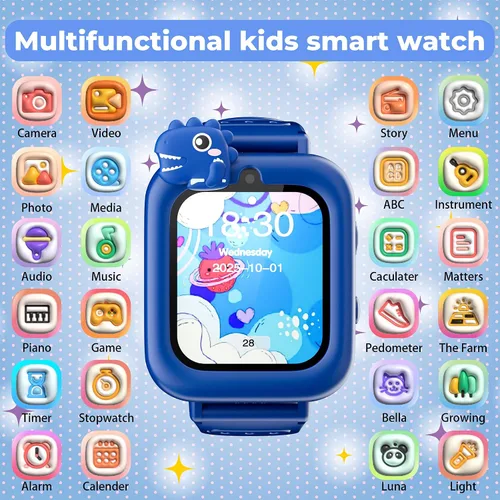 Miniatura 2 de Reloj inteligente para niños, con 36 juegos, alarma, pantalla táctil, cámara de video, música, podómetro, linterna, audio, juguetes educativos