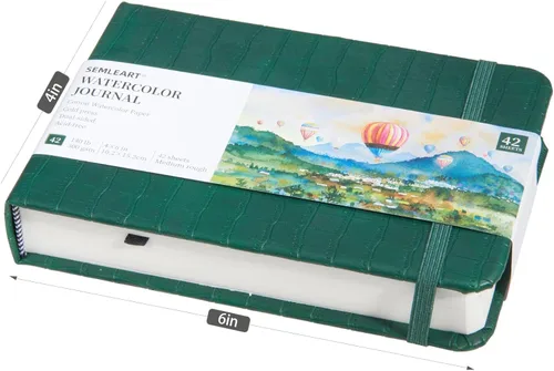 Miniatura 2 de Diario de acuarela, 42 hojas de 84 páginas, 140 libras, 300 GSM, papel de algodón, prensa en frío, cuadernos de bocetos de papel de acuarela