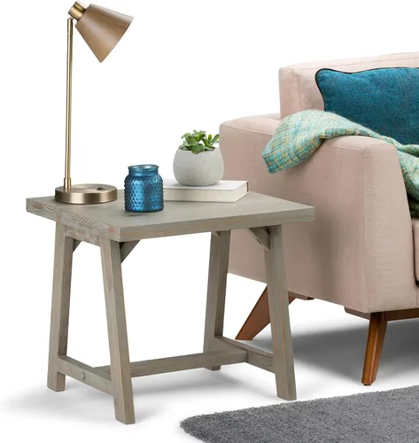 Miniatura 10 de Simpli Home - Sawhorse - Mesa de centro, color castaño oscuro., Pino, Distressed Grey
