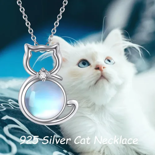 Miniatura 6 de POPLYKE Collar de gato o familia para mujeres y niñas, plata de ley 925, luna celta, gato, joyería Wiccana, regalo para esposa