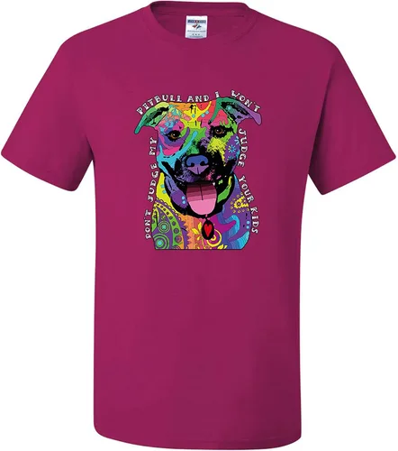 Miniatura 23 de Camisetas divertidas para hombre Don't Judge My Pitbull I Won't Judge Your Kids Púrpura