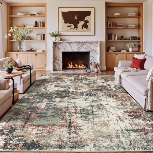 Miniatura 23 de Rugflix Alfombras de área de 8 x 10 pies para sala de estar, alfombra grande lavable, resistente a las manchas, pelo bajo, alfombra oscura moderna