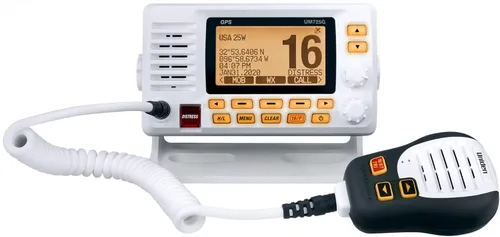Uniden Radio VHF marina UM725G, todos los Estados Unidos, Canadá y canales marinos internacionales, potencia de transmisión de 1 vatio/25 vatios,