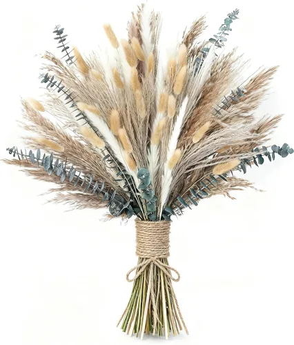 Miniatura 9 de xin's convey 100 piezas de hierba de las pampas (jarrón no incluido), ramos de flores secas, decoración de mesa de boda, dormitorio, decoración Verde