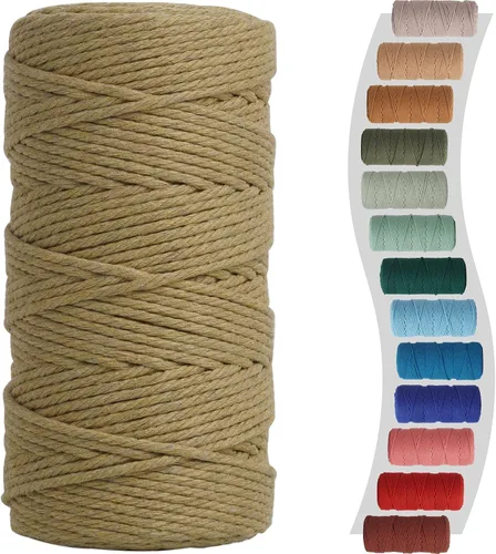 Miniatura 26 de Cordón de macramé de 1/8 pulgadas 220 yardas (200 metros) suministros naturales de macramé, hilo de macramé, cuerda de algodón de color, cuerda