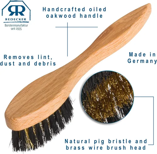 Miniatura 5 de Redecker Cepillo de gamuza de cerdas de cerdo natural con mango de roble engrasado, 6-78 pulgadas