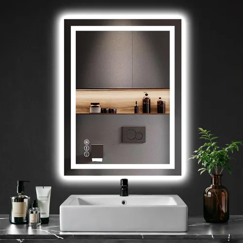 Miniatura 56 de ISKM Espejo LED con marco para baño de 40"x30", espejo de baño LED regulable con luces, antivaho, espejo iluminado frontal y retroiluminado de 3