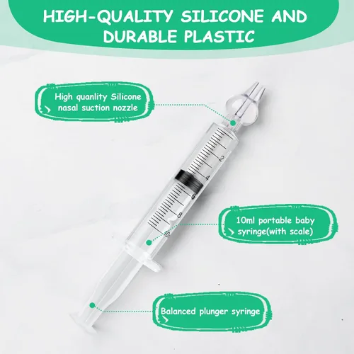 Miniatura 6 de Aolso Irrigador nasal para bebé, 2 jeringas nasales para bebé, jeringa irrigador nasal con pinzas y cepillo de limpieza, aspirador nasal para bebés