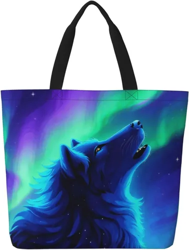 Miniatura 26 de Famame Canvas Tote Bag Large Women Casual Shoulder Bag Handbag Reusable Multipurpose Shopping Grocery Bag