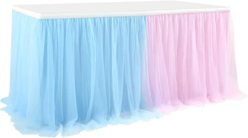 Miniatura 5 de Suppromo - Falda de mesa con tutú de calidad superior, con 3 capas de malla, plisada, de tul, para fiestas, bodas, baby shower, fiestas de Rosa