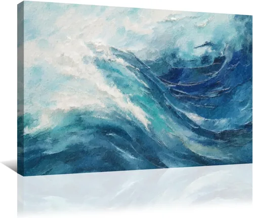Miniatura 10 de Lienzo abstracto grande para pared, pinturas artísticas modernas de acuarela, fantasía negra y azul, graffiti colorido sobre fondo blanco