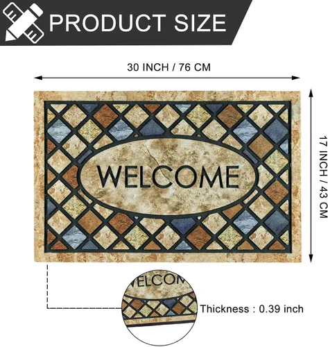 Miniatura 3 de CHICHIC Felpudo de Bienvenida Azul de 17 x 30 Pulgadas, Felpudo Delantero para Exteriores para Entrada del Hogar, Tapete para Exteriores