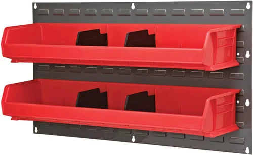 Miniatura 4 de Akro-Mils Sistema de almacenamiento de montaje en pared con panel de listones de acero, AkroBins (paquete de 24) y accesorios