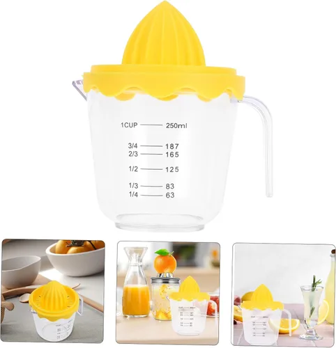 Miniatura 7 de VANZACK Mini exprimidor de limón portátil, exprimidor manual con mango y taza medidora para frutas cítricas, fácil de usar y extractor ligero